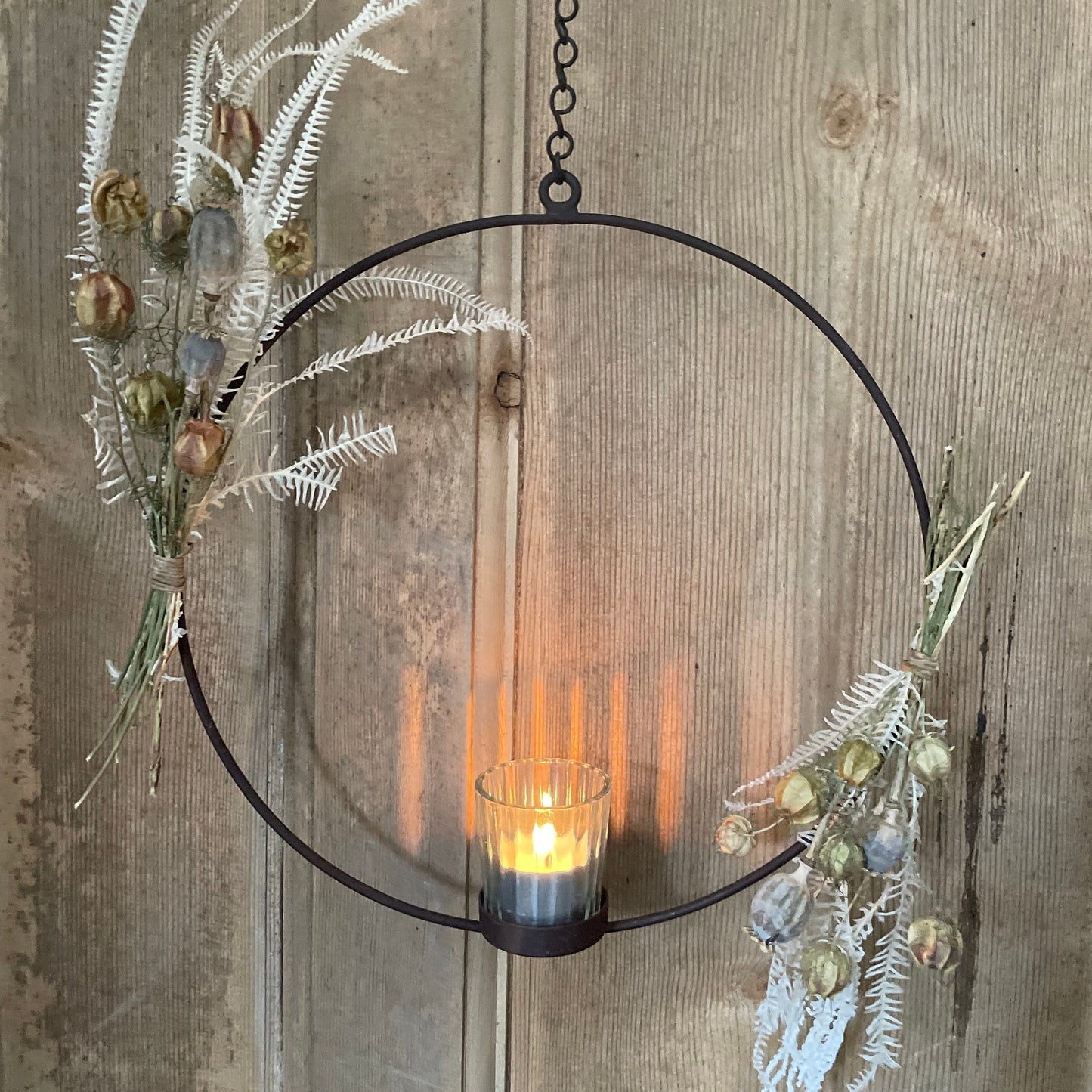 Pretty Oval Hoop for Display / Renee Dosplay Hoop on Hanging Chain / Floral Decoration / Easter Decor / Hygge Decor /