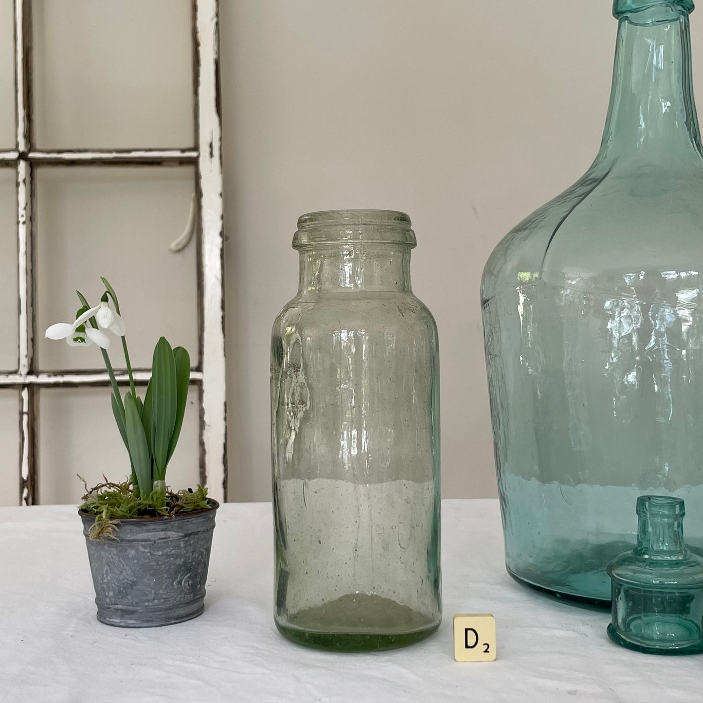 VINTAGE AQUA GLASS BOTTLES