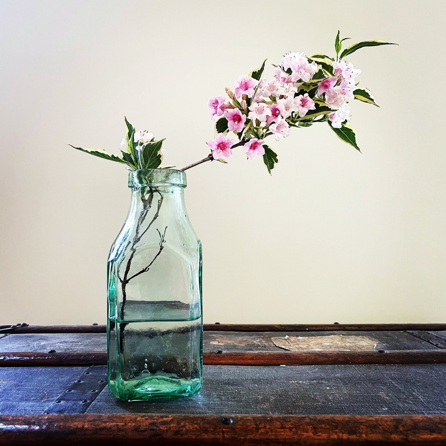 VINTAGE AQUA GLASS BOTTLES