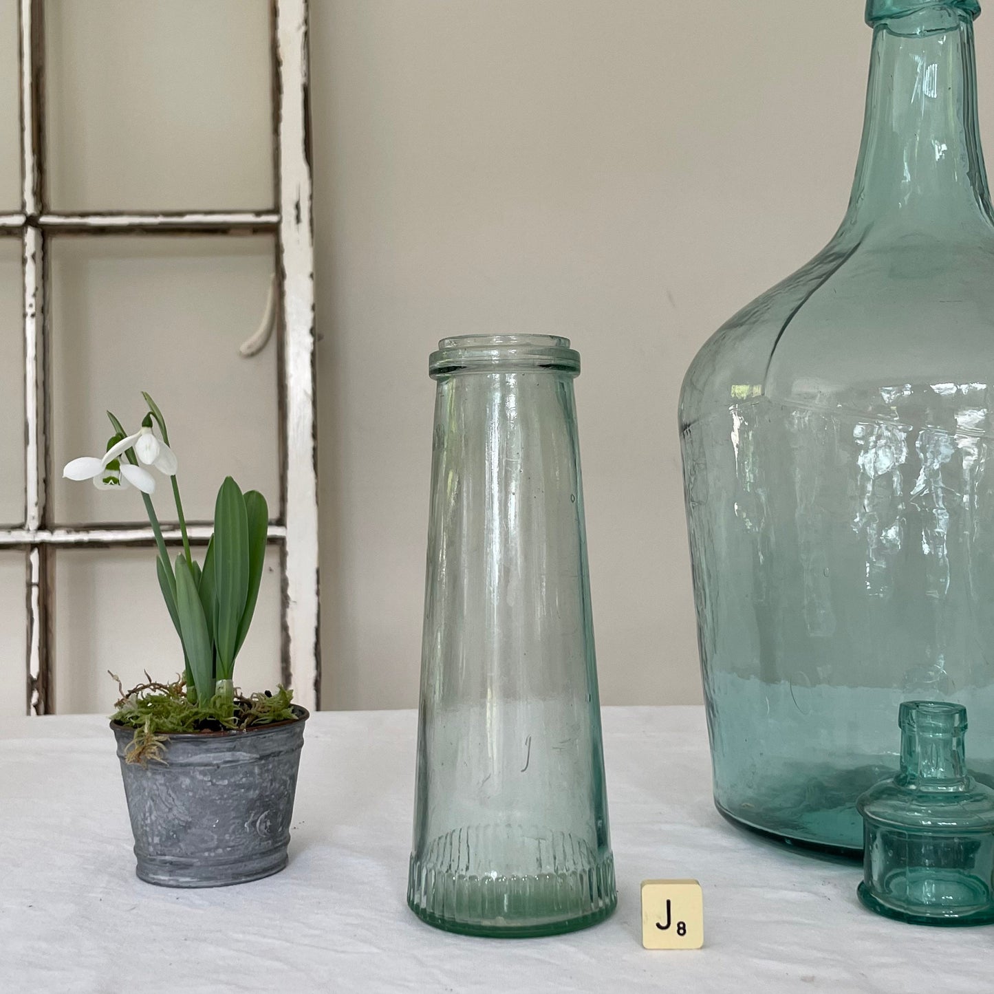 VINTAGE AQUA GLASS BOTTLES