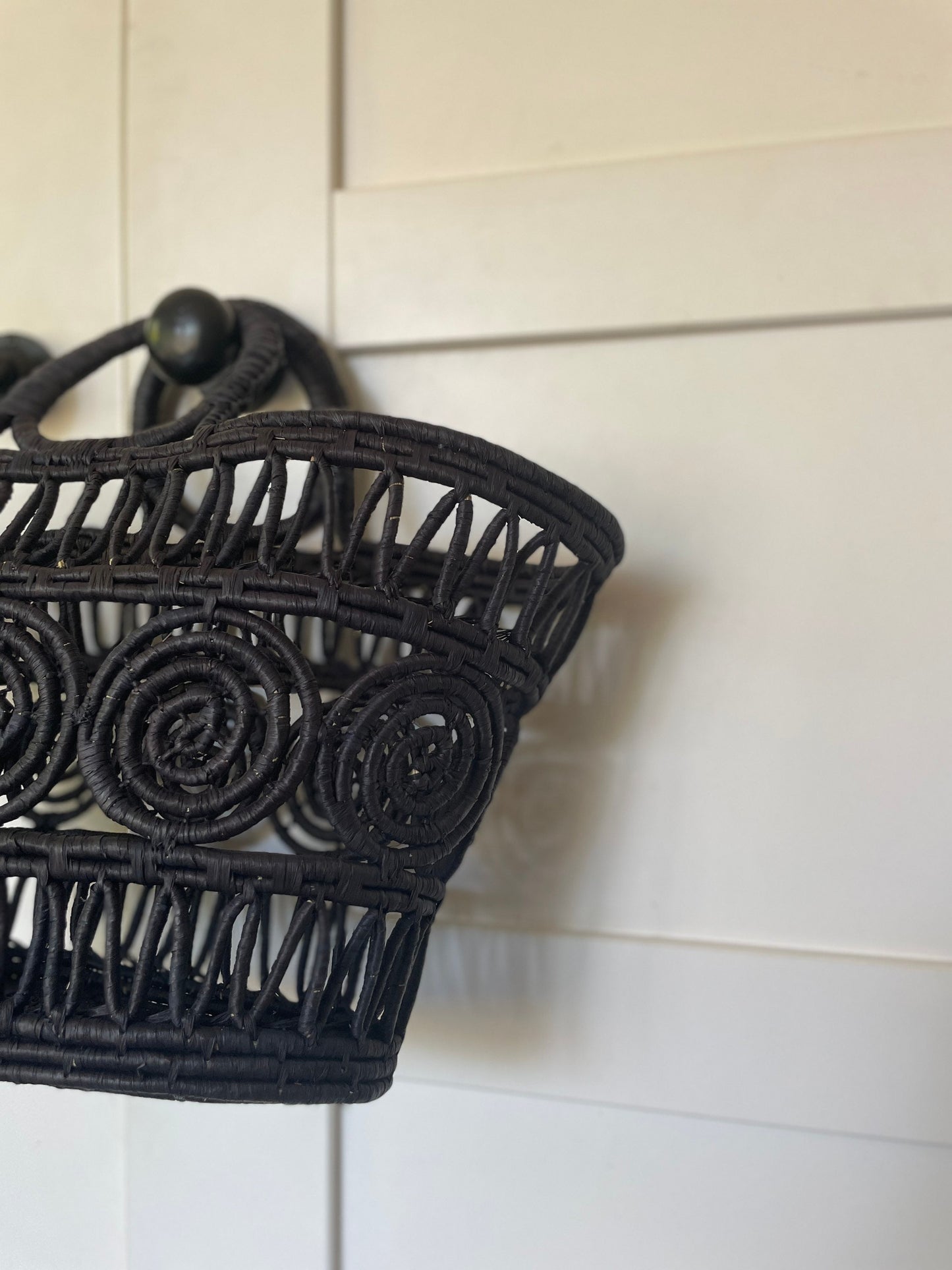 The Esme Basket - black / Hand Woven Macrame Basket / Shopping Basket / Beach Basket / Traditional Basket / Woven Bag