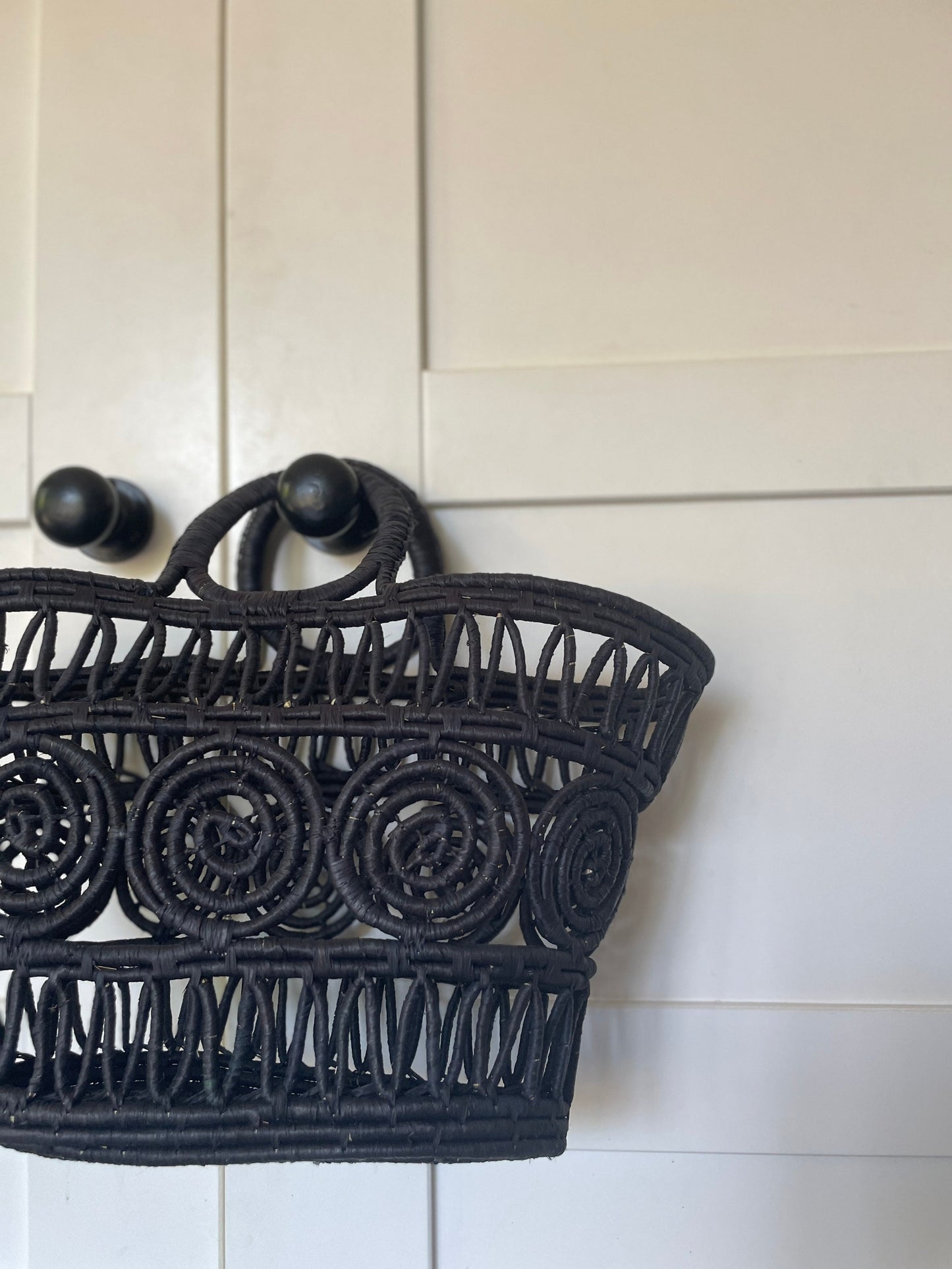 The Esme Basket - black / Hand Woven Macrame Basket / Shopping Basket / Beach Basket / Traditional Basket / Woven Bag