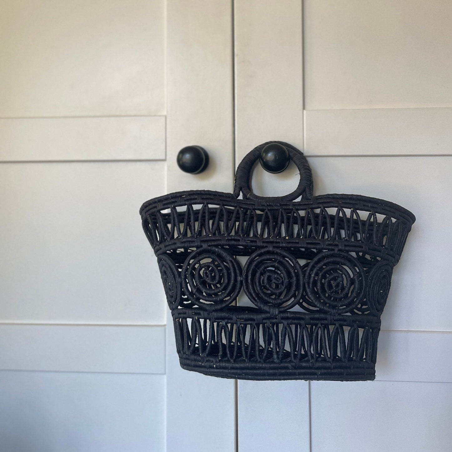 The Esme Basket - black / Hand Woven Macrame Basket / Shopping Basket / Beach Basket / Traditional Basket / Woven Bag