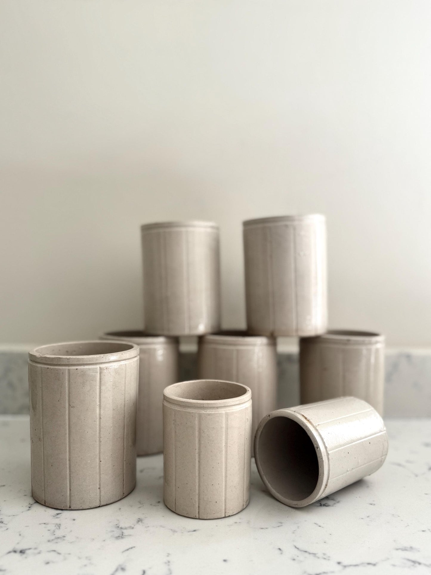 VINTAGE STONEWARE DISPLAY POTS