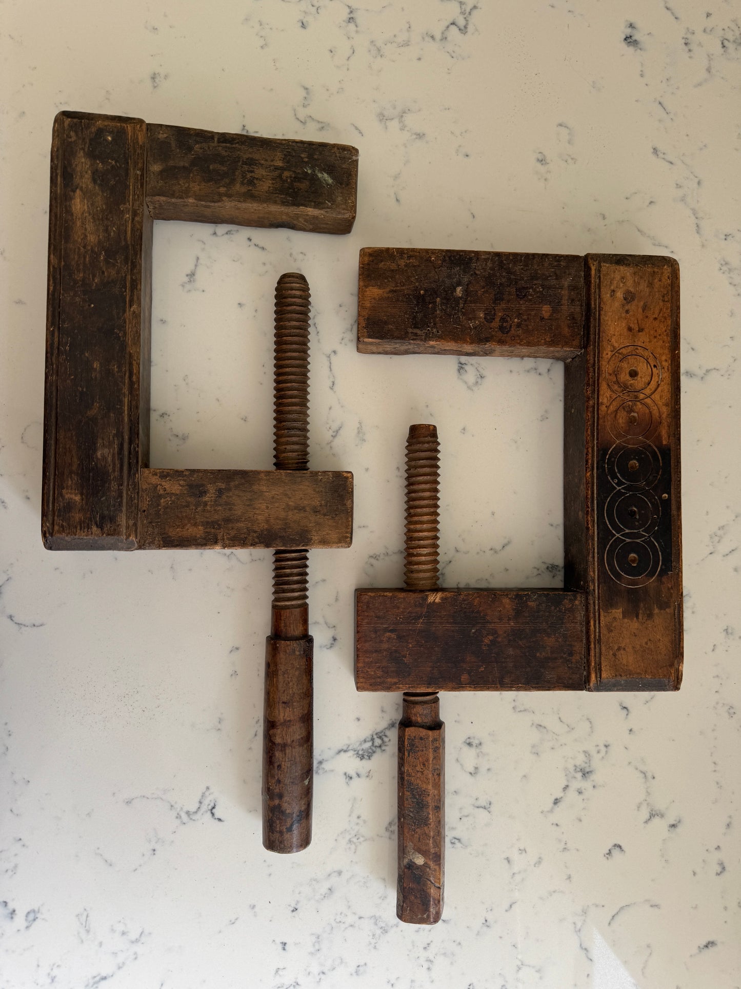 FRENCH ANTIQUE WOODEN SCREW CLAMP