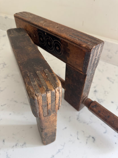 FRENCH ANTIQUE WOODEN SCREW CLAMP