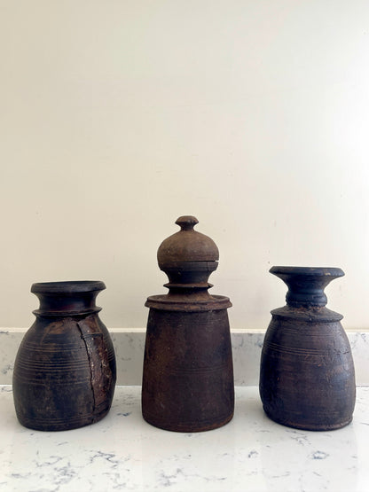 VINTAGE WOODEN STORAGE POTS - THE JAGA COLLECTION