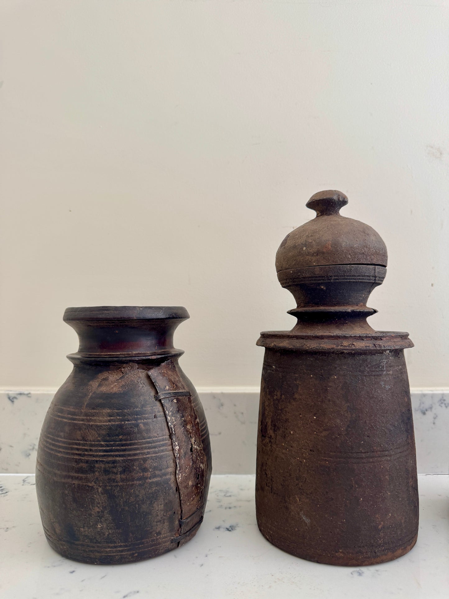 VINTAGE WOODEN STORAGE POTS - THE JAGA COLLECTION
