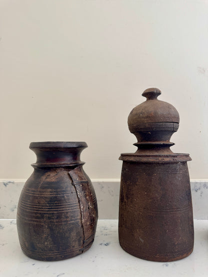 VINTAGE WOODEN STORAGE POTS - THE JAGA COLLECTION