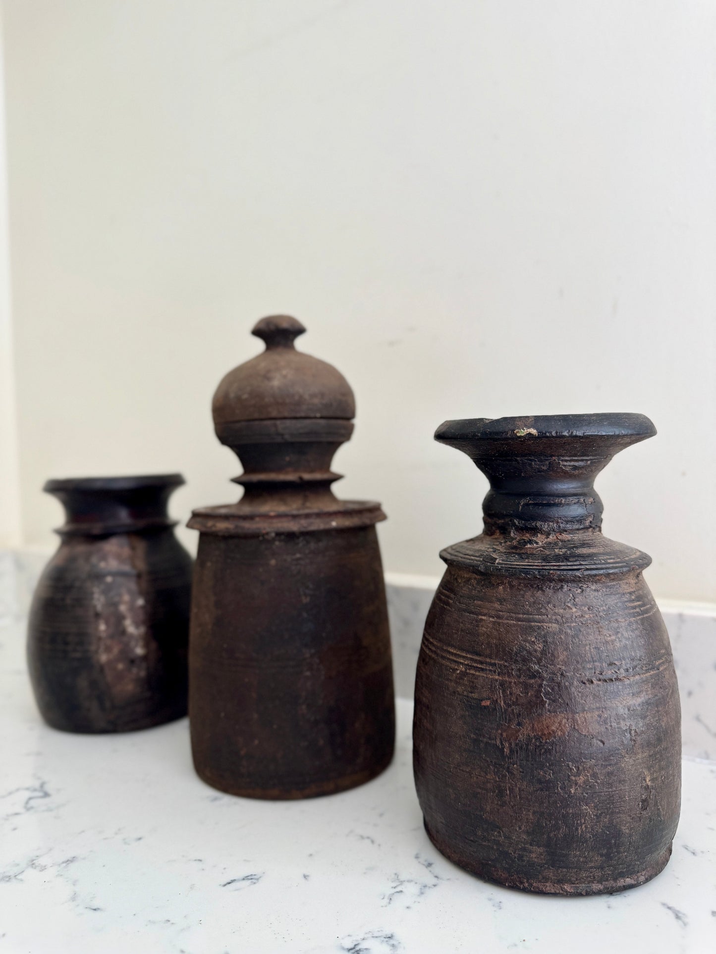 VINTAGE WOODEN STORAGE POTS - THE JAGA COLLECTION