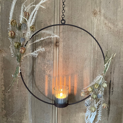 Pretty Oval Hoop for Display / Renee Dosplay Hoop on Hanging Chain / Floral Decoration / Easter Decor / Hygge Decor /