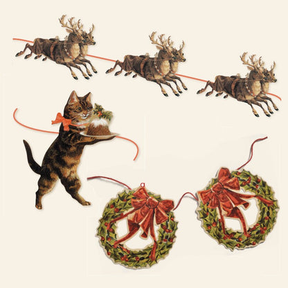 VINTAGE GARLAND DECORATION - HOLLY WREATH