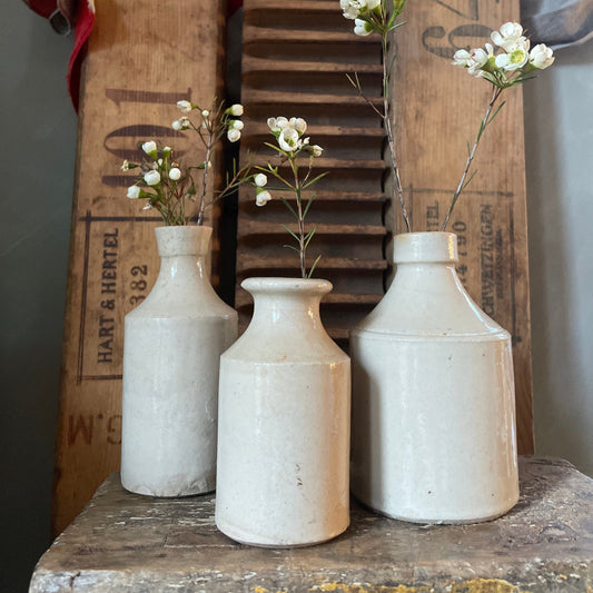 Vintage Stoneware Bottles / Victorian Stoneware Bottles / Vintage Glazed Stoneware /