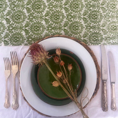 HAND PRINTED TABLECLOTH - DANCING HARES